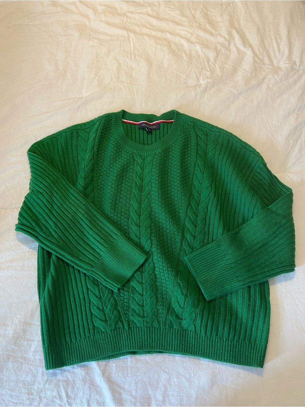Tommy Hilfiger Kelly Green Cable Knit Sweater